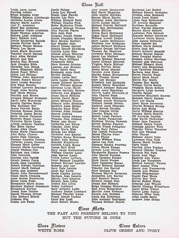 Cherry Hill High School Class of 1970 Roll Call