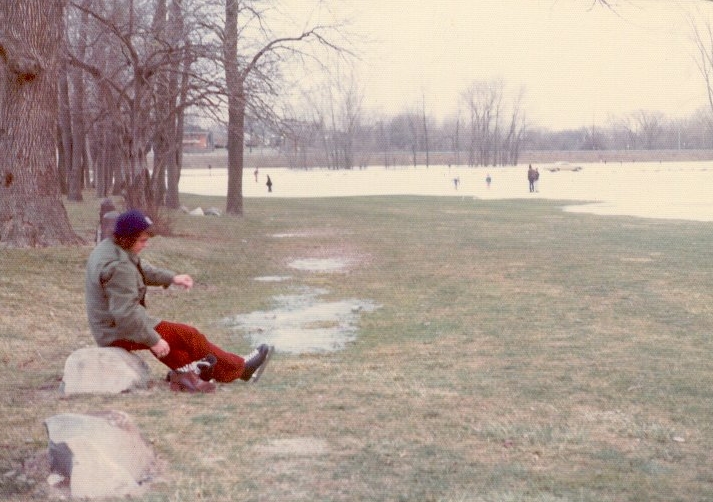 park flooded and icy in winter