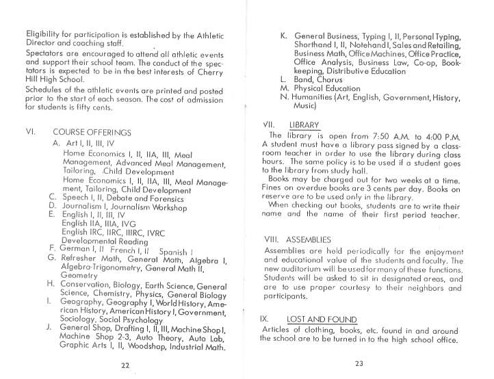 Cherry Hill High School Student Handbook pp.22-23