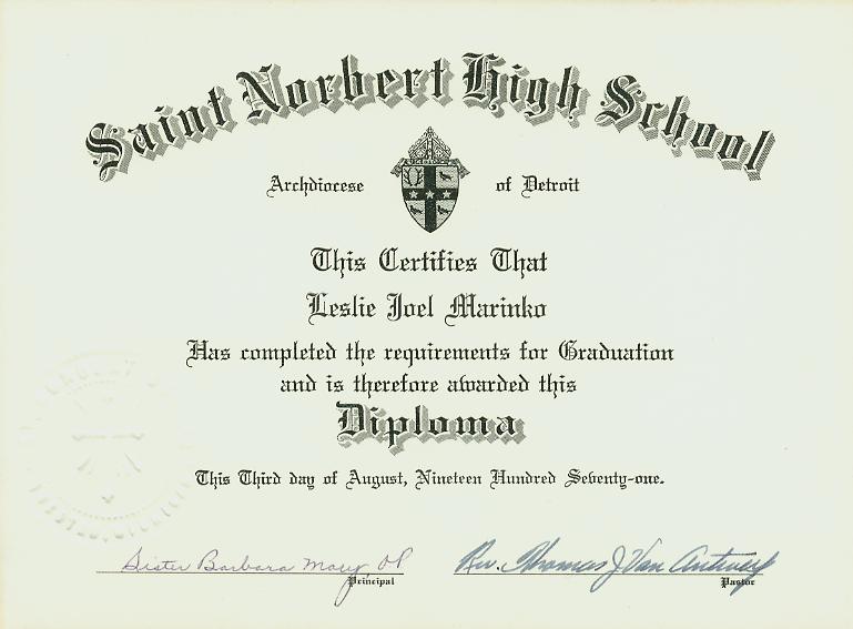 1971 High School diploma