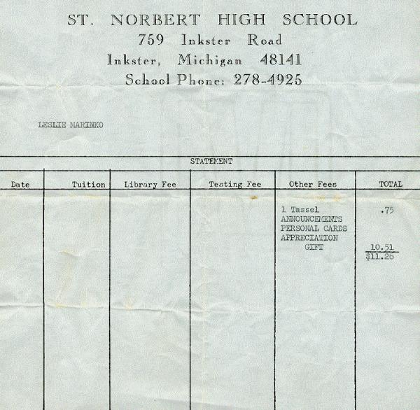 graduation receipt of tassel, etc.